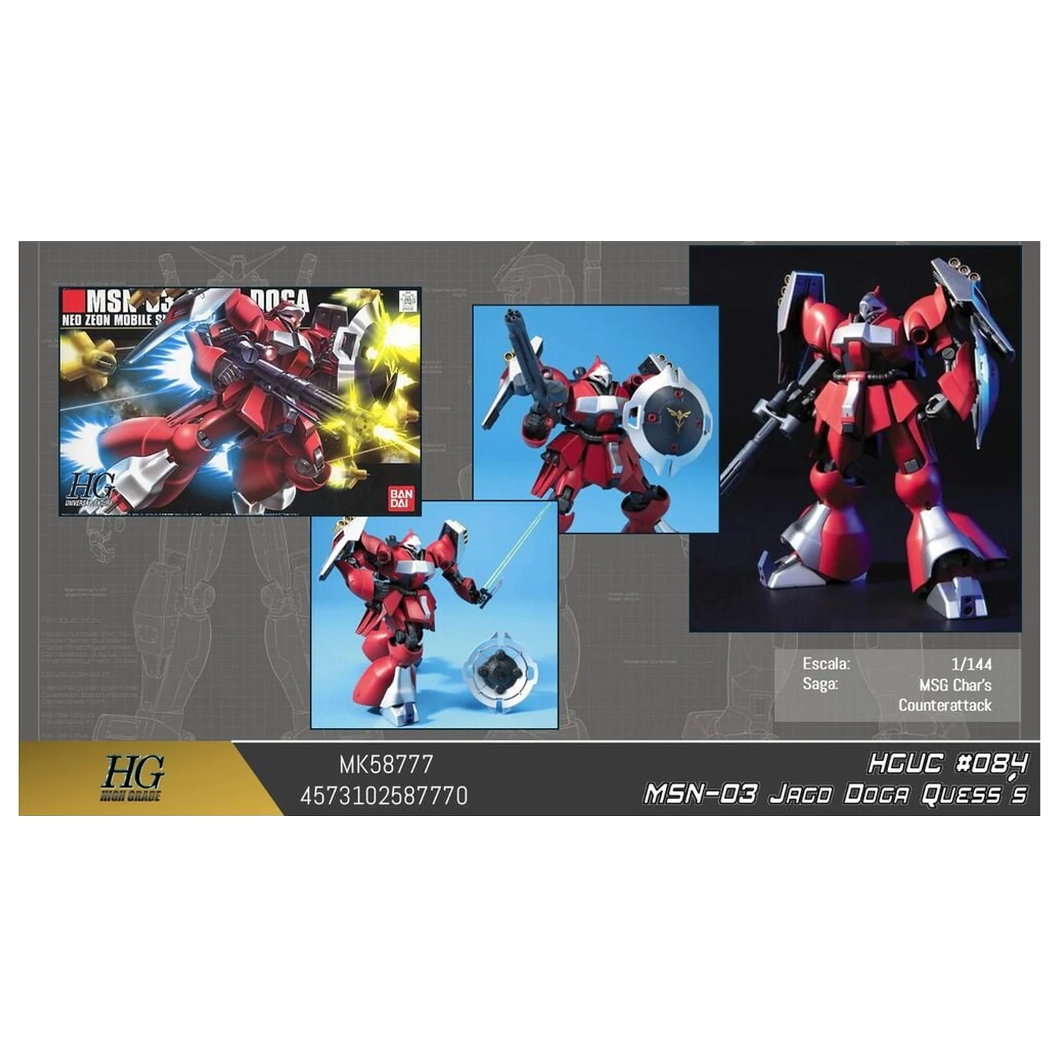 Gundam Char's Counterattack MSN-03 Jagd Doga Quess Paraya Custom Mobile Suit Modelová súprava HGUC 1/144 produktová fotografia
