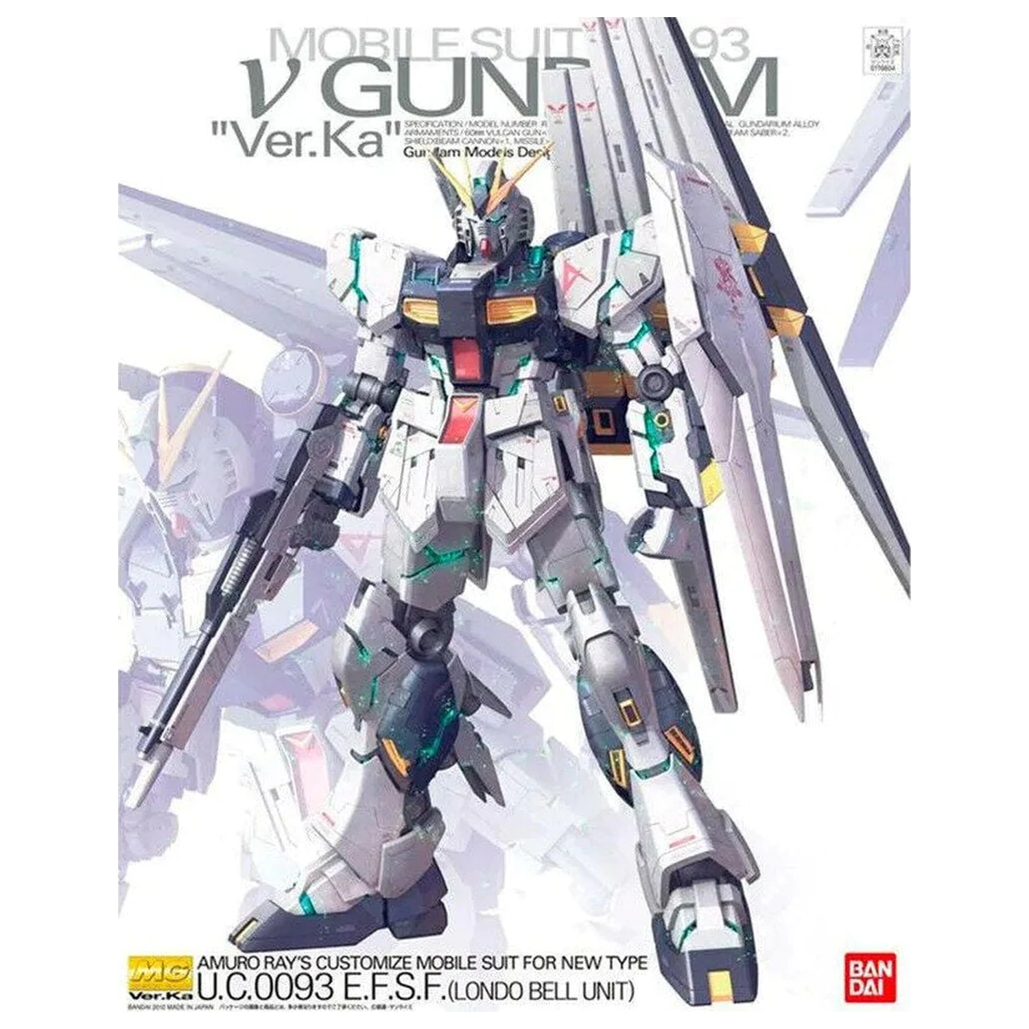 Gundam Char's Counterattack RX-93 Nu Gundam Ver. Ka Modelová súprava mobilného obleku MG 1/100 produktová fotografia