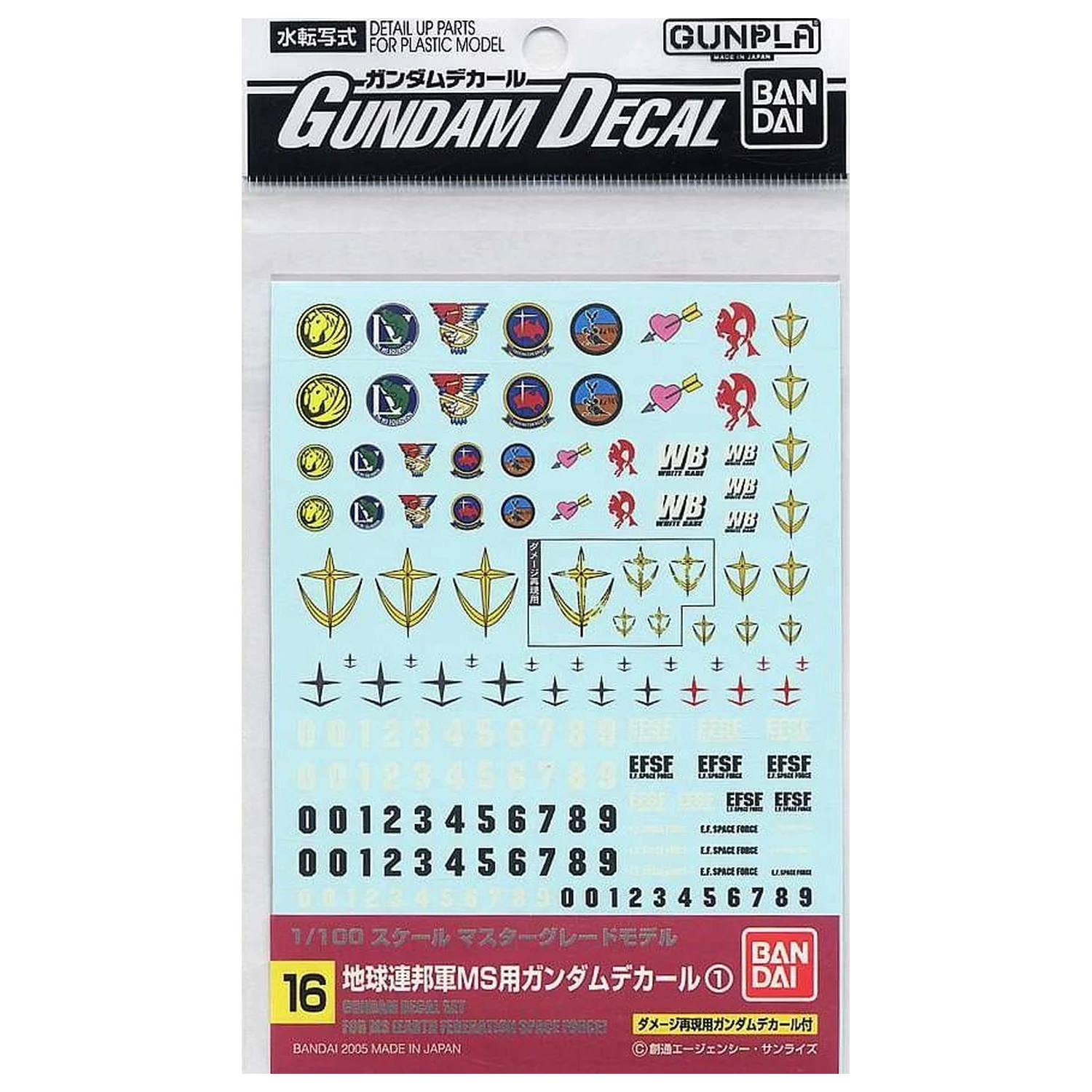 GUNDAM Gundam Decal 16 MG Viacúčelová federácia Modelová stavebnica produktová fotografia