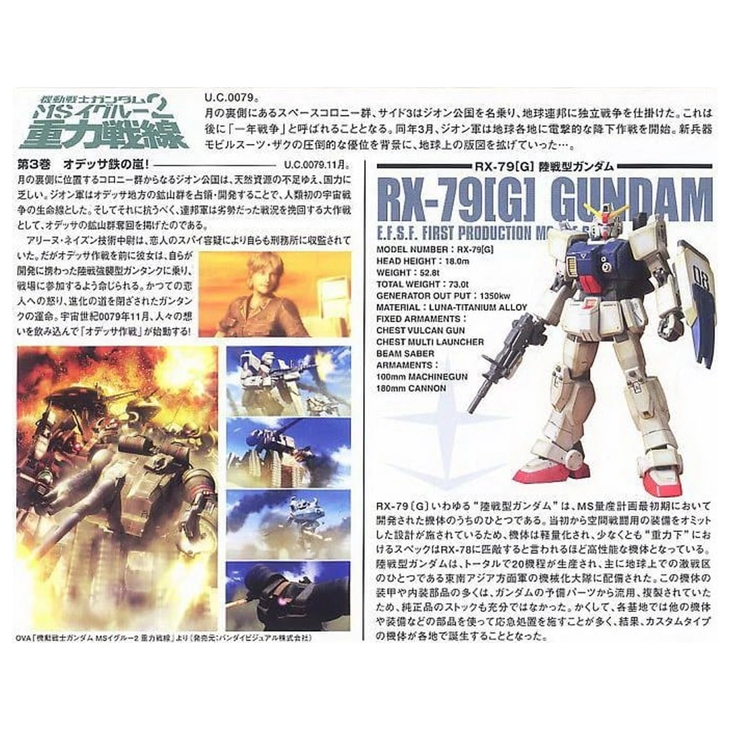 Gundam HGUC 1/144 RX-79(G) Gundam Súprava Pozemnej Vojny produktová fotografia