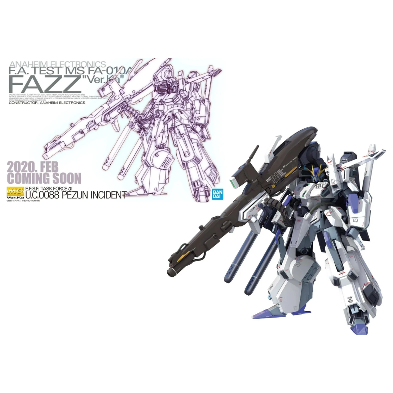 Gundam MG 1/100 FAZZ Ver.Ka FA-010 modelová stavebnica produktová fotografia