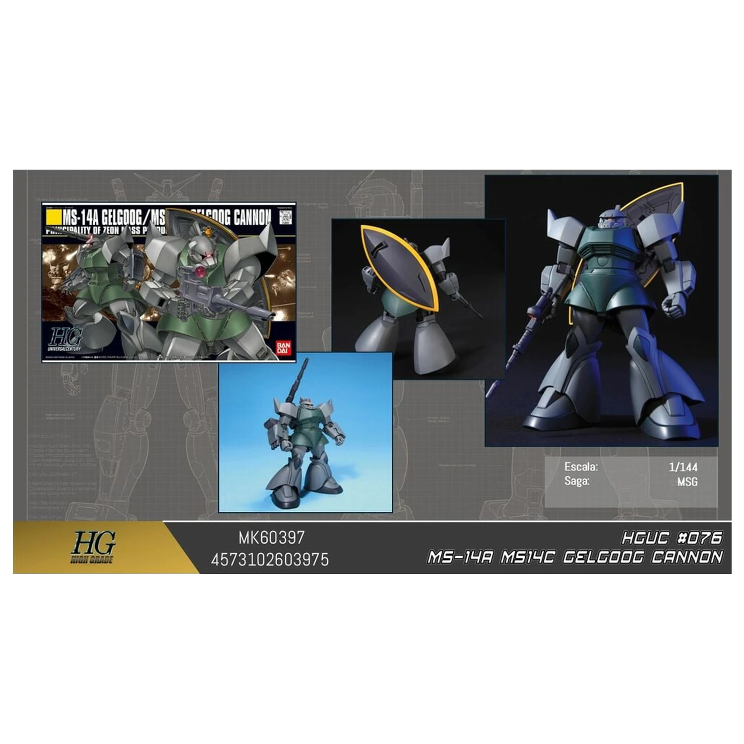 Gundam MS-14C Gelgoog Cannon Mobile Suit model kit HGUC 1/144 produktová fotografia