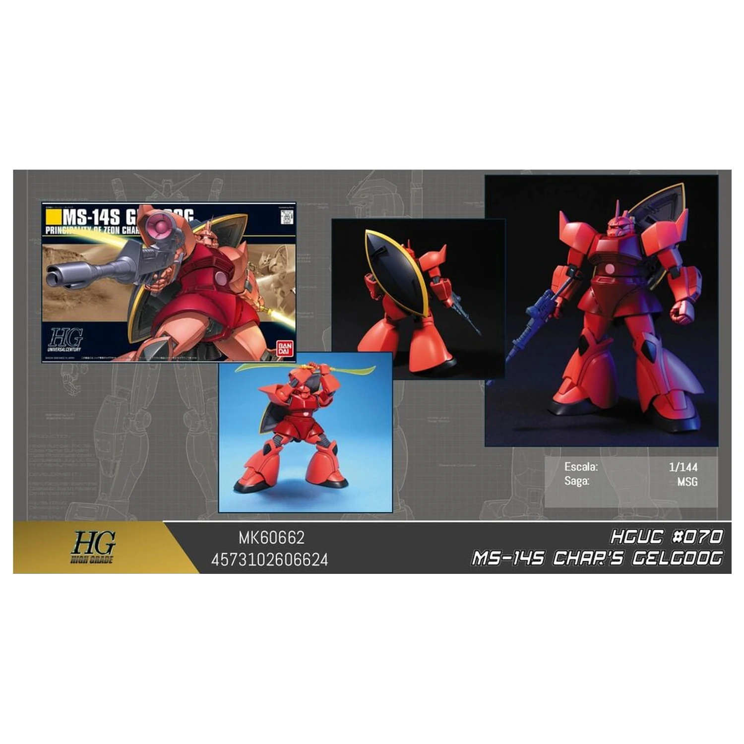 Gundam MS-14S Gelgoog Char Aznable Custom Mobile Suit súprava modelu HGUC 1/144 produktová fotografia