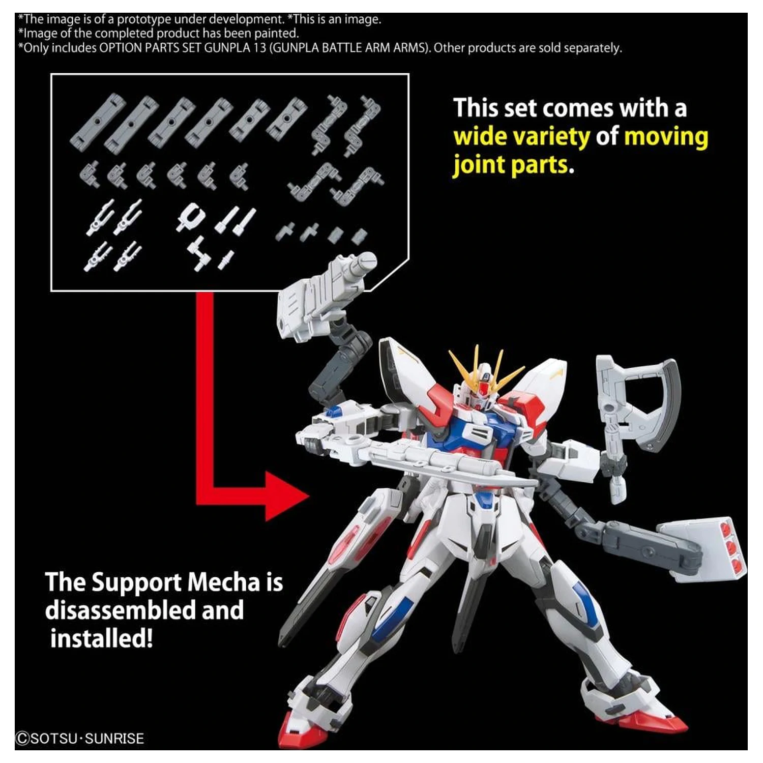 Gundam sada voliteľných dielov Gunpla 13 (Gunpla Battle Arm Arms) Modelová súprava produktová fotografia