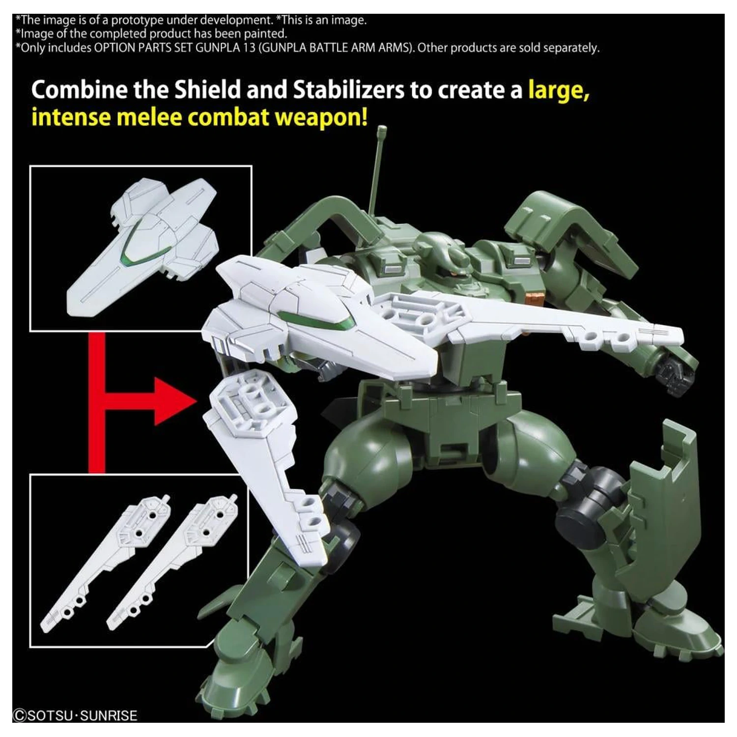 Gundam sada voliteľných dielov Gunpla 13 (Gunpla Battle Arm Arms) Modelová súprava produktová fotografia