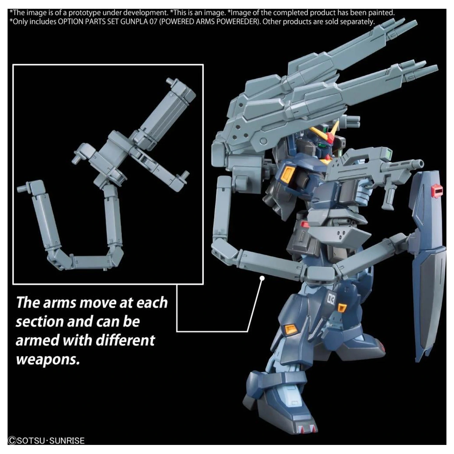 Gundam Option Parts Set Gunpla 07 (Powered Arms Powereder) Model Kit produktová fotografia