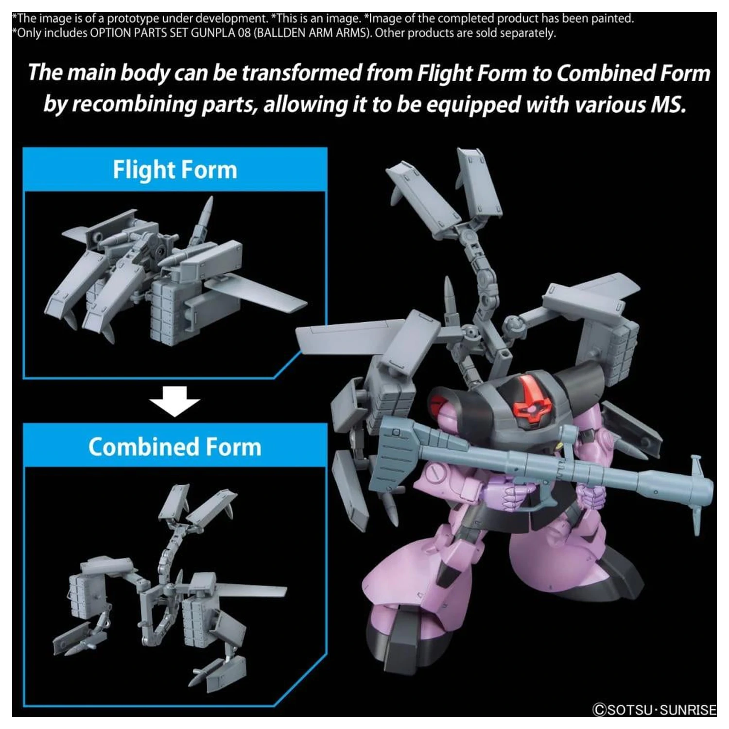 GUNDAM Sada voliteľných dielov Gunpla 08 (Ballden Arm Arms) Model Kit produktová fotografia