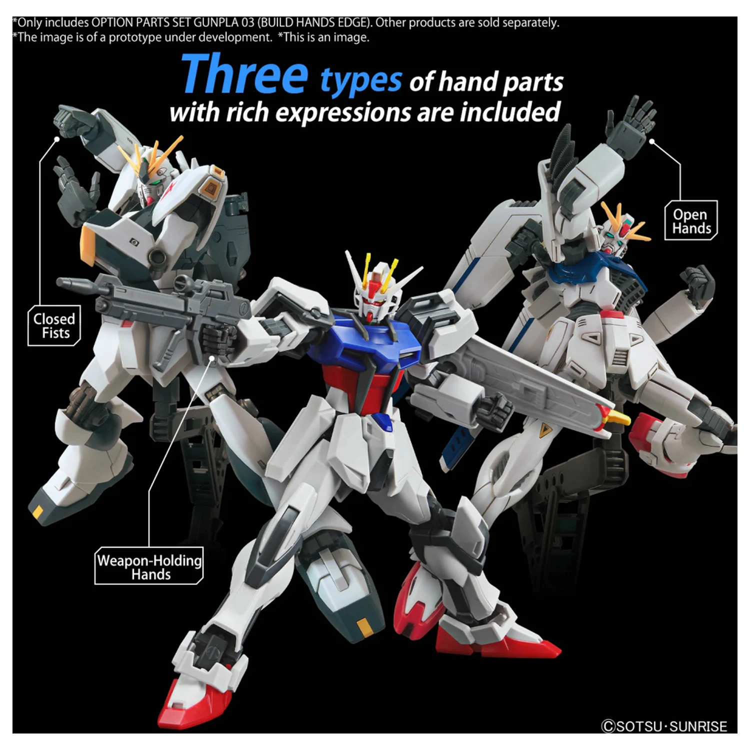 Sada voliteľných dielov Gundam Gunpla 3 (Build Hands Edge) Model Kit produktová fotografia
