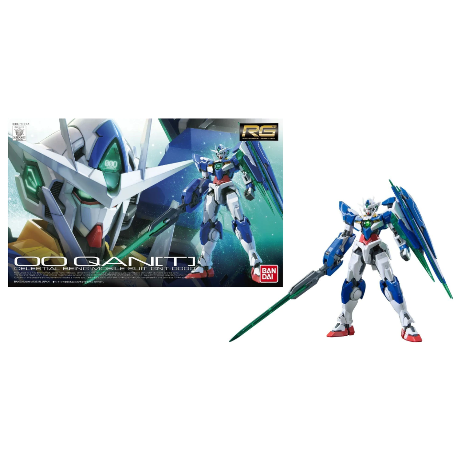 Gundam RG 1/144 00 Qant modelová súprava produktová fotografia
