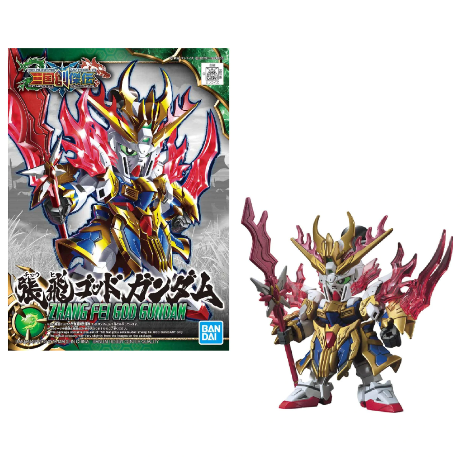 GUNDAM SD Sangoku Soketsuden Zhang Fei God Gundam modelová stavebnica produktová fotografia