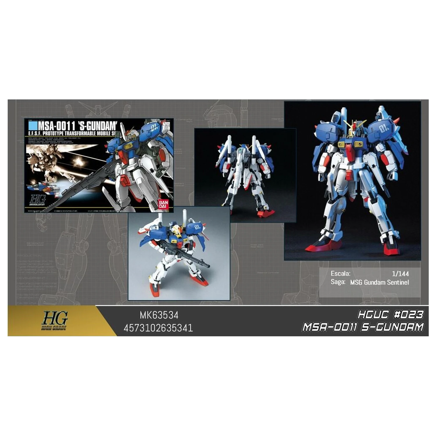 Gundam Sentinel MSA-0011 S Gundam Mobile Suit modelová súprava HGUC 1/144 produktová fotografia