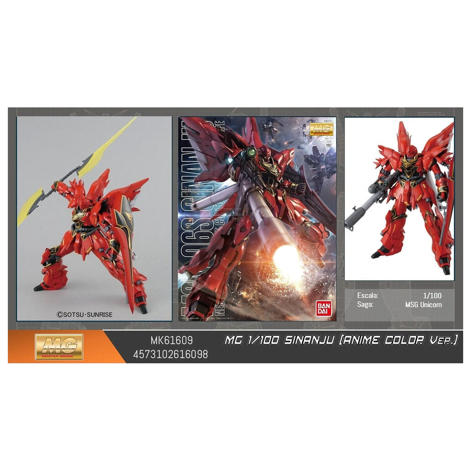 Gundam UC MSN-06S Sinanju Anime Color Ver. Mobile Suit Model Kit MG 1/100 produktová fotografia