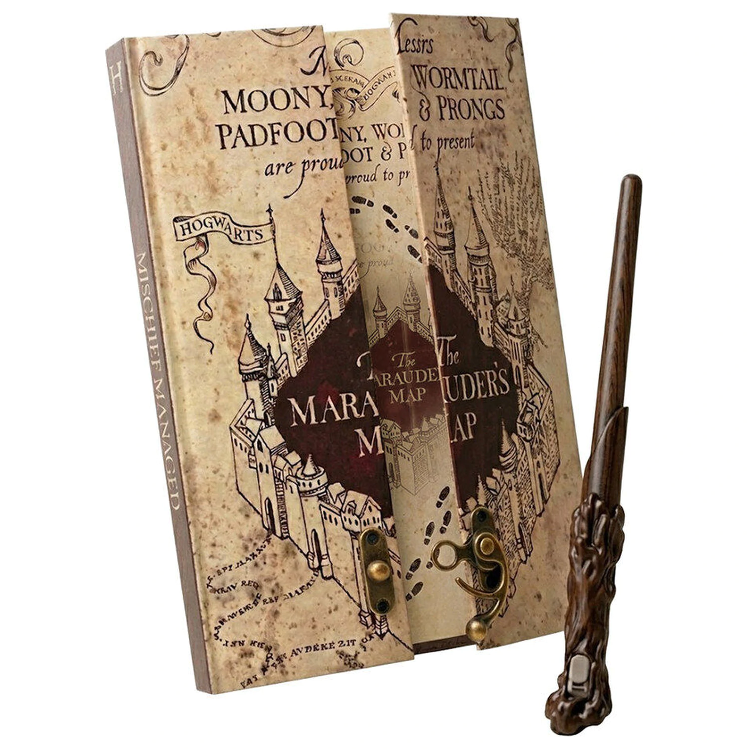 Harry Potter A5 zápisník s tajnou mapou a čarovným perom prútikom produktová fotografia
