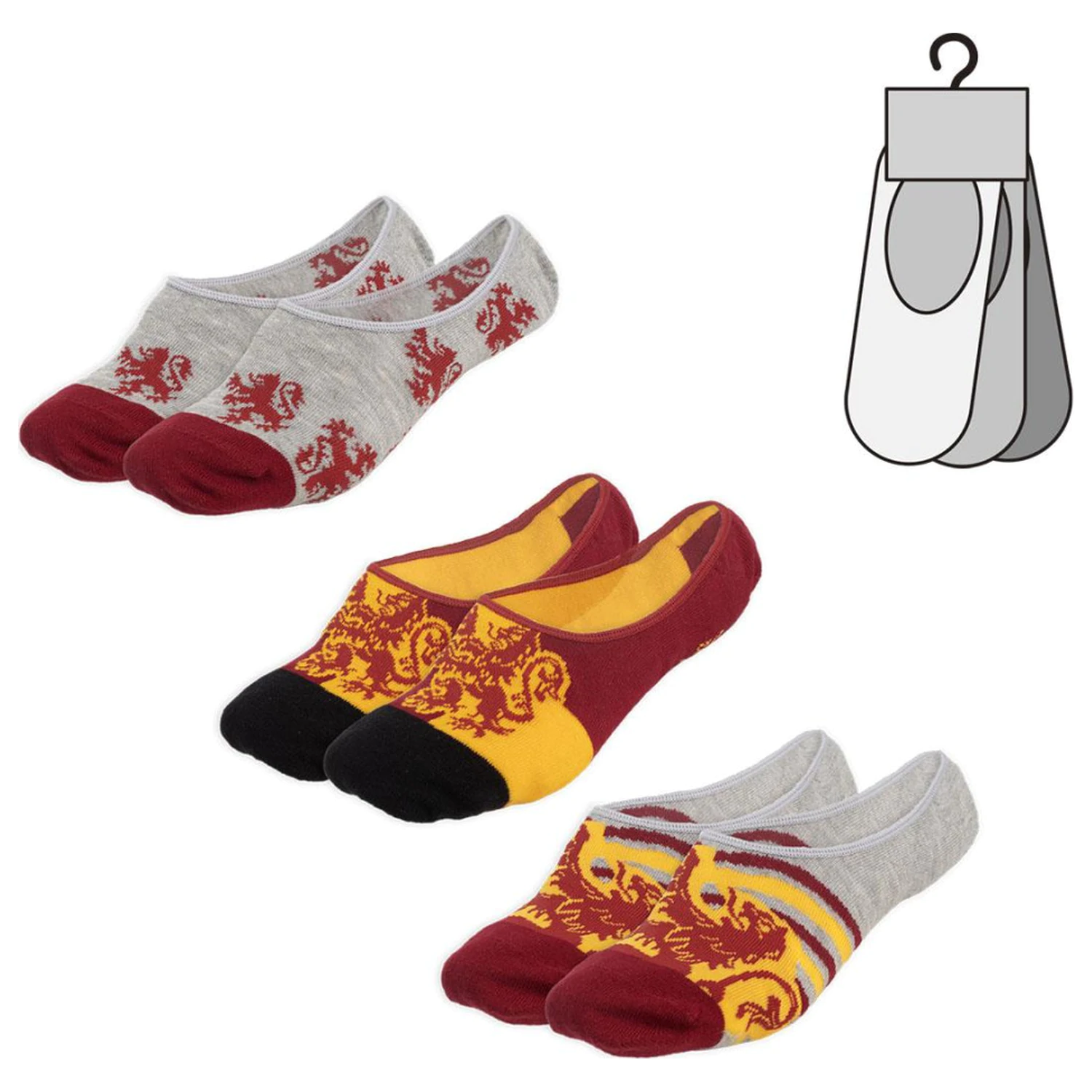 Harry Potter Gryffindor Dospelácke skryté ponožky balenie 41/46 produktová fotografia