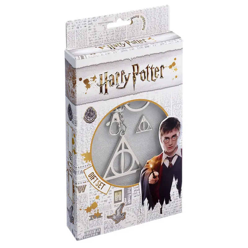 Harry Potter Deathly Hallows kľúčenka a odznak set produktová fotografia