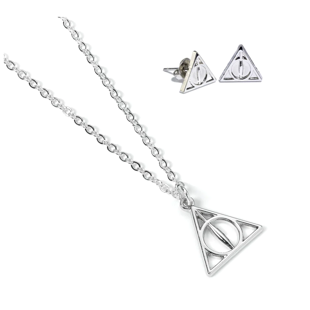 Harry Potter Deathly Hallows náhrdelník a náušnice set produktová fotografia
