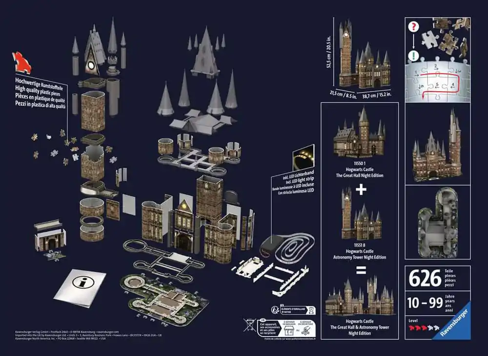 Harry Potter 3D Puzzle Hogwarts Castle: Astronomy Tower - Night Edition (540 dielikov) produktová fotografia
