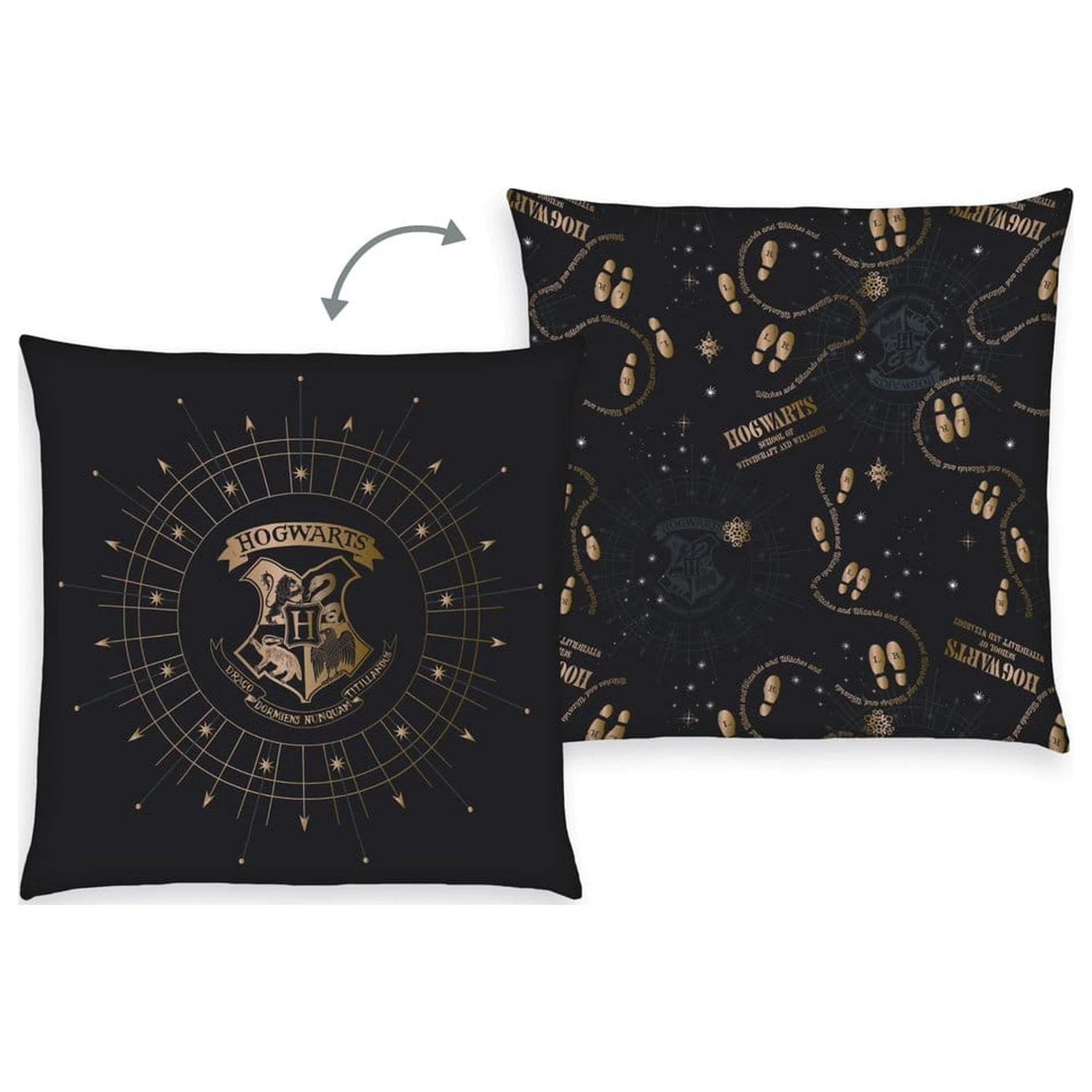 Harry Potter vankúš Hogwarts Crest & Marauder's Map 40 x 40 cm produktová fotografia