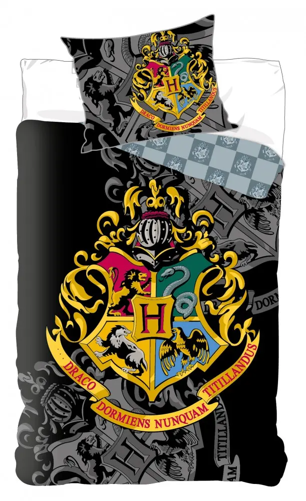 Harry Potter Hogwarts Houses Čierny obliečky na paplón produktová fotografia