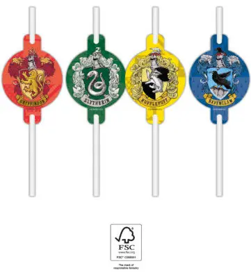 Harry Potter Hogwarts Houses papierová slamka 4-dielna súprava FSC produktová fotografia