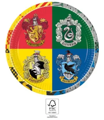 Harry Potter Hogwarts Houses papierové taniere 8 ks 23 cm FSC produktová fotografia