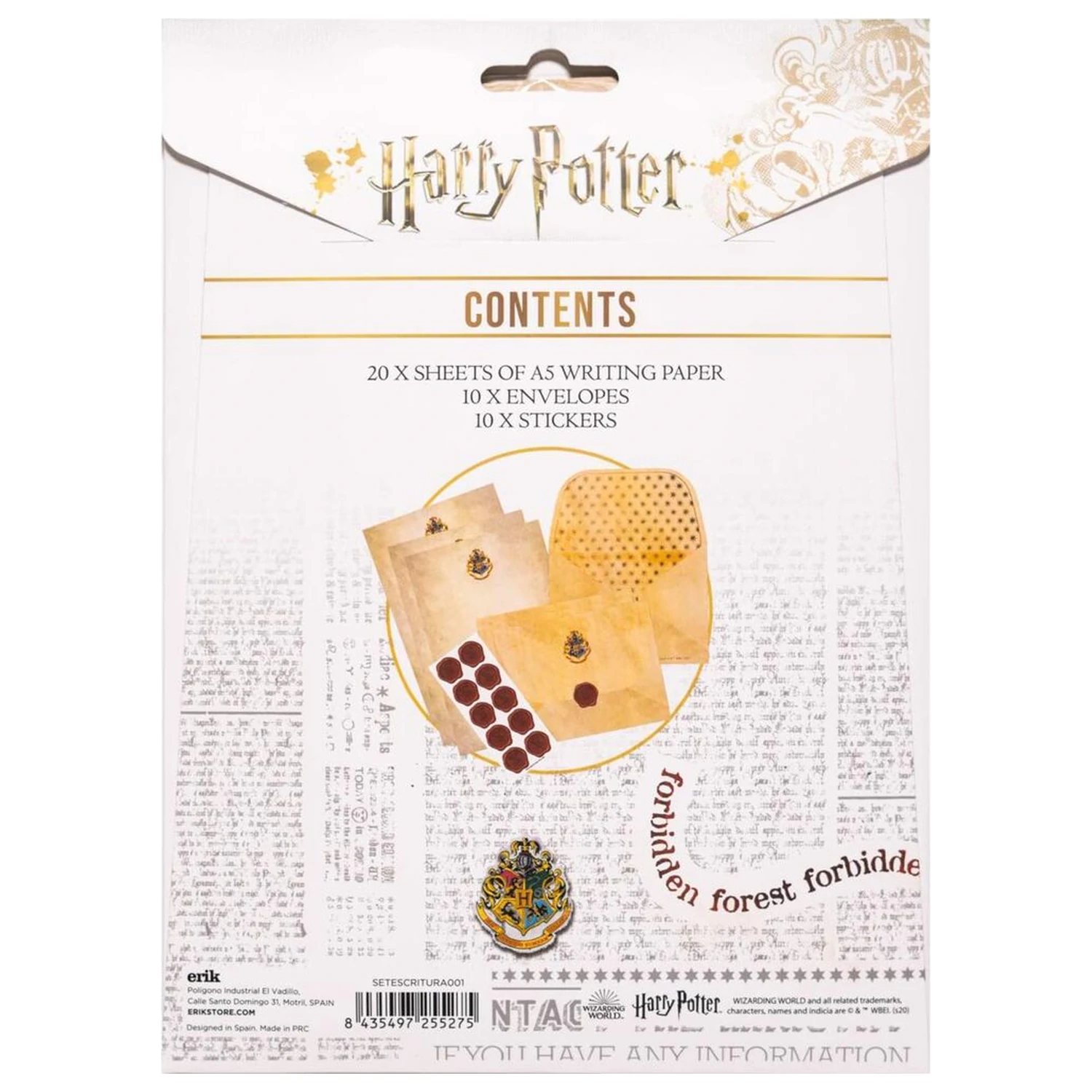 Harry Potter súprava na písanie listov Hogwarts produktová fotografia