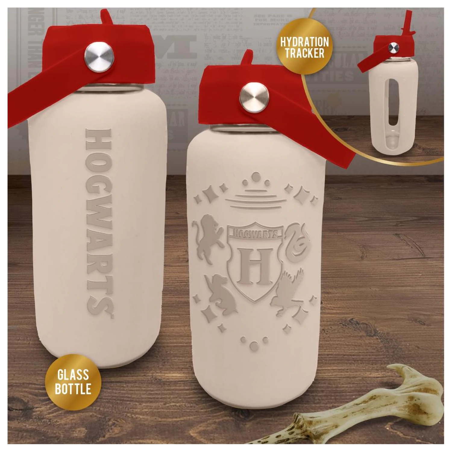 Harry Potter Hogwarts sklenená fľaša na vodu so silikónovým obalom 800ml produktová fotografia