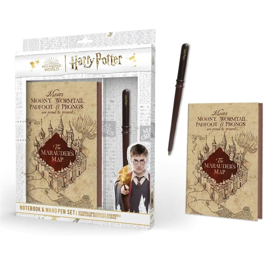 Harry Potter zápisník + sada pier v tvare prútika produktová fotografia