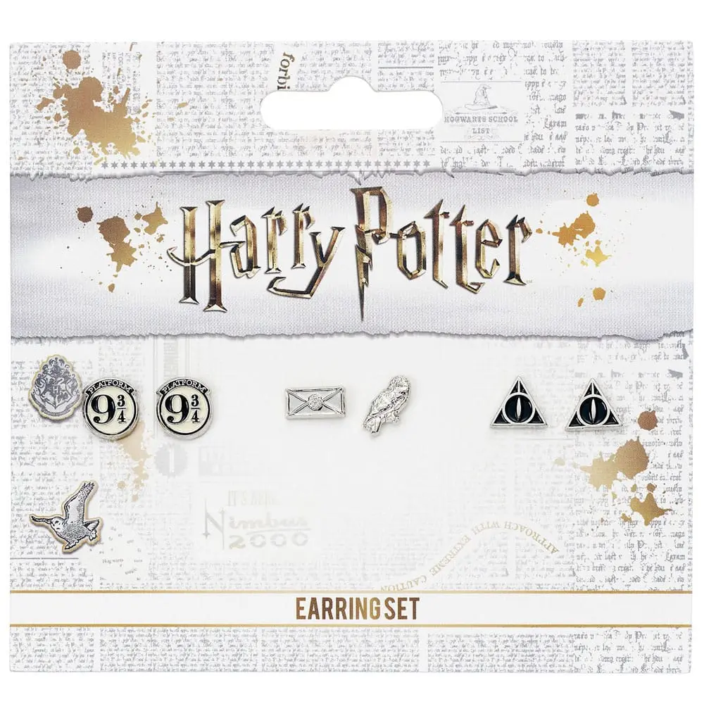 Harry Potter Náušnice 3-Pack Platform 9 3/4, Hedwig & Letter, Deathly Hallows (Silver plated) produktová fotografia