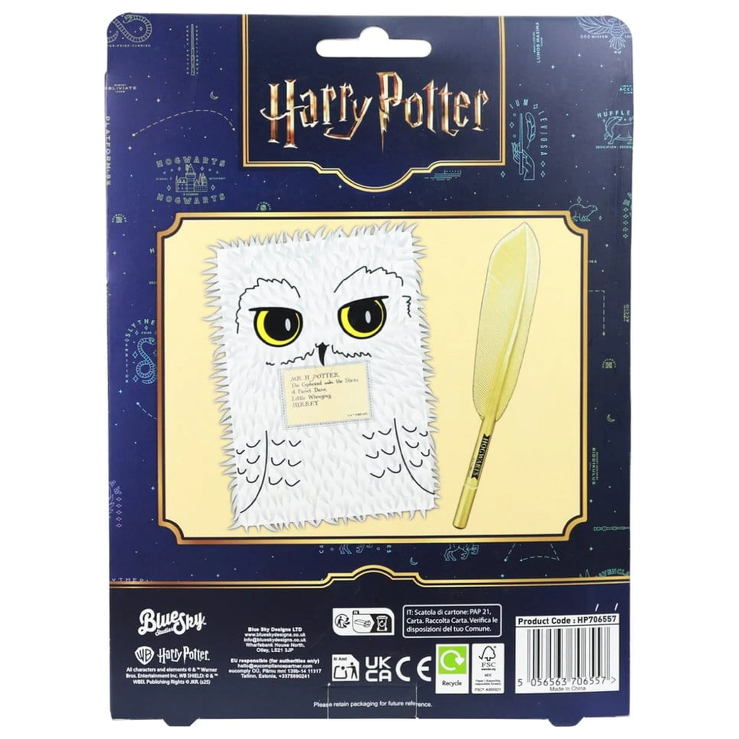 Harry Potter plyšová súprava zápisníkov s perom Hedwig Magical Locations produktová fotografia