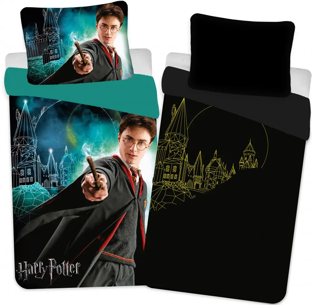 Harry Potter Glow in the Dark obliečka na paplón Castle 140x200 cm, 70x90 cm produktová fotografia