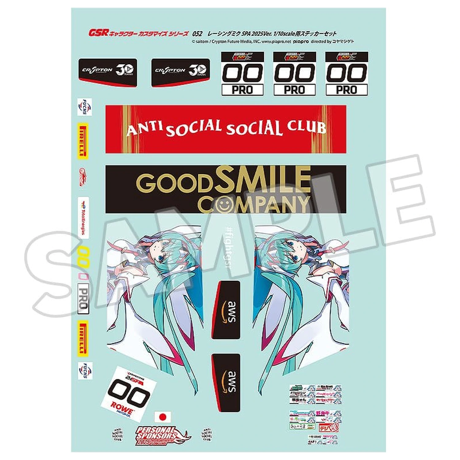 Hatsune Miku GSR séria prispôsobenia postáv 052 sada nálepiek pre GSR autá 1/10 Racing Miku SPA 2025 Ver. produktová fotografia