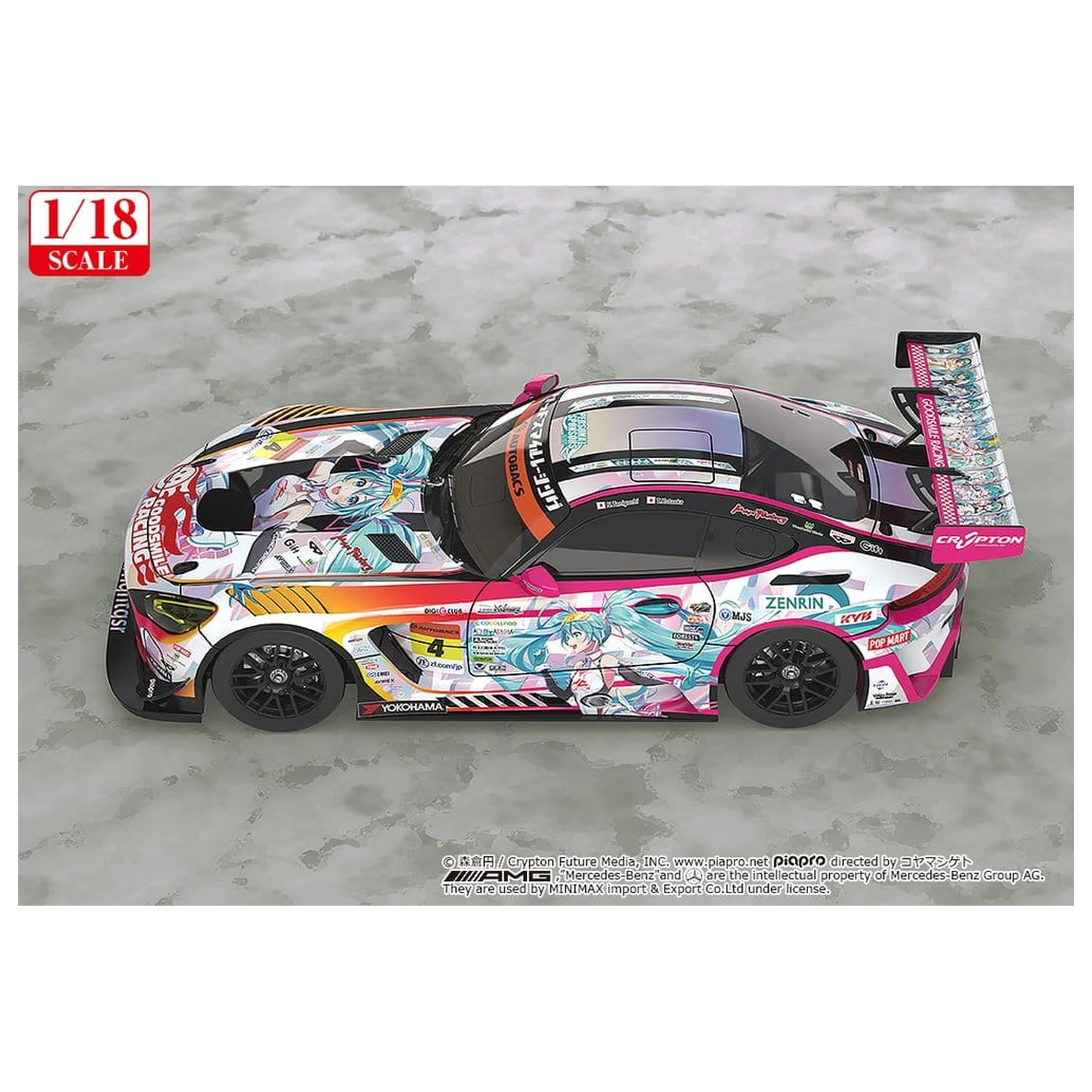 Hatsune Miku GT Project Vozidlo 1/18 Good Smile Hatsune Miku AMG 2021 SUPER GT 100. Race Commemorative Ver. 26 cm produktová fotografia