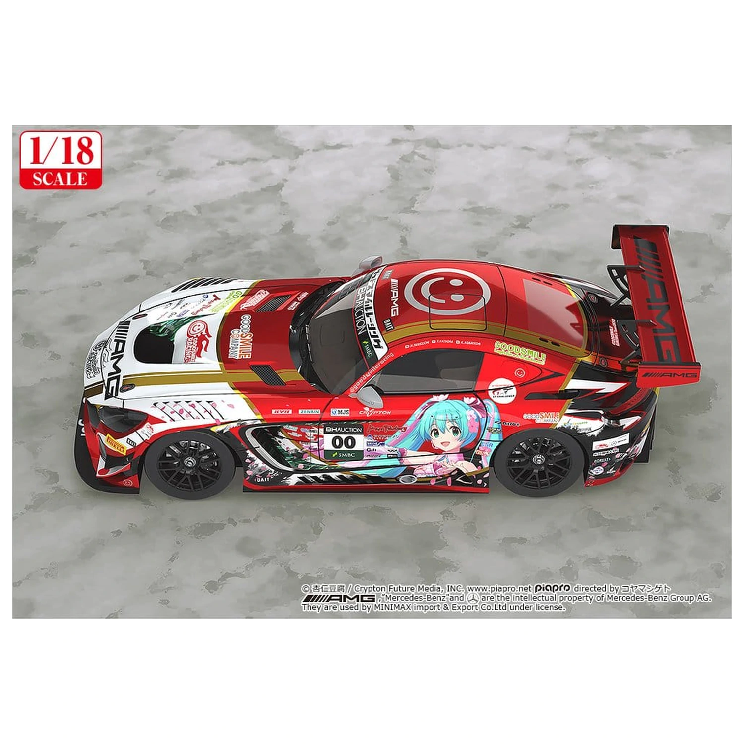 Hatsune Miku GT Project Vozidlo 1/18 Mercedes-AMG Team GOOD SMILE 2019 SUZUKA 10HOURS Ver. 26 cm produktová fotografia