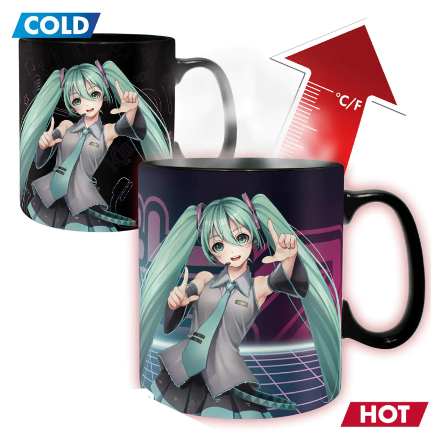 Hatsune Miku hrnček meniaci farbu teplom produktová fotografia