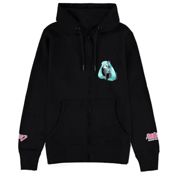 Hatsune Miku mikina s kapucňou na zips čierna produktová fotografia