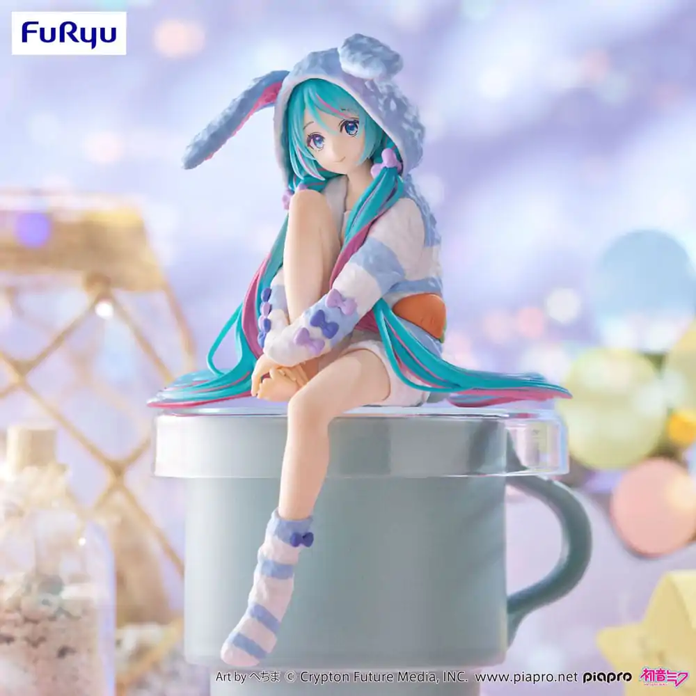 Hatsune Miku Noodle Stopper PVC Socha Hatsune Miku Rabbit Ear Hood Pajama Blue Color Ver. 14 cm produktová fotografia