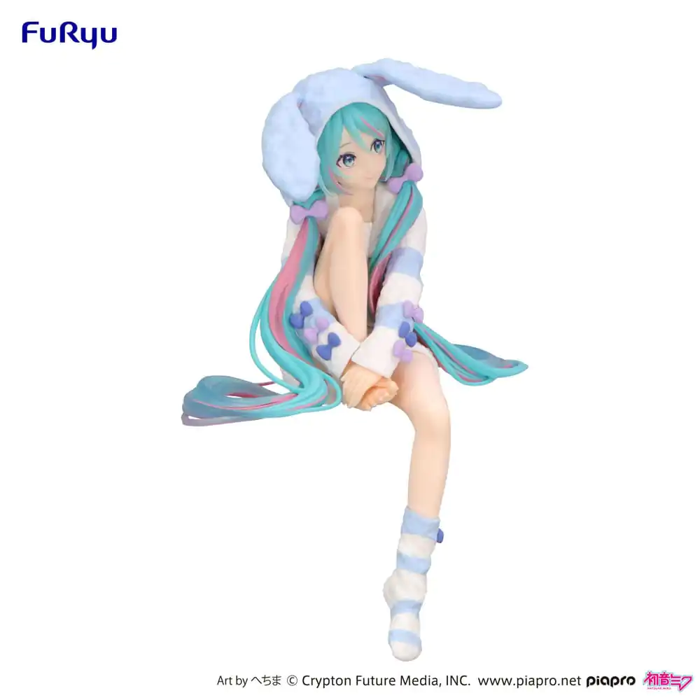 Hatsune Miku Noodle Stopper PVC Socha Hatsune Miku Rabbit Ear Hood Pajama Blue Color Ver. 14 cm produktová fotografia