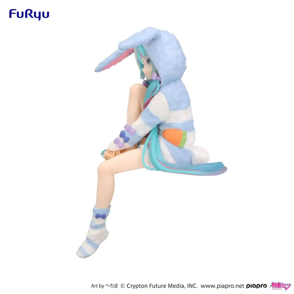 Hatsune Miku Noodle Stopper PVC Socha Hatsune Miku Rabbit Ear Hood Pajama Blue Color Ver. 14 cm produktová fotografia