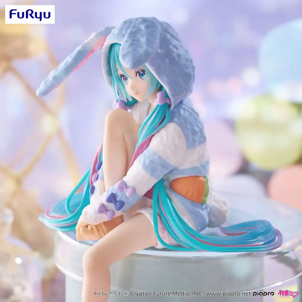 Hatsune Miku Noodle Stopper PVC Socha Hatsune Miku Rabbit Ear Hood Pajama Blue Color Ver. 14 cm produktová fotografia