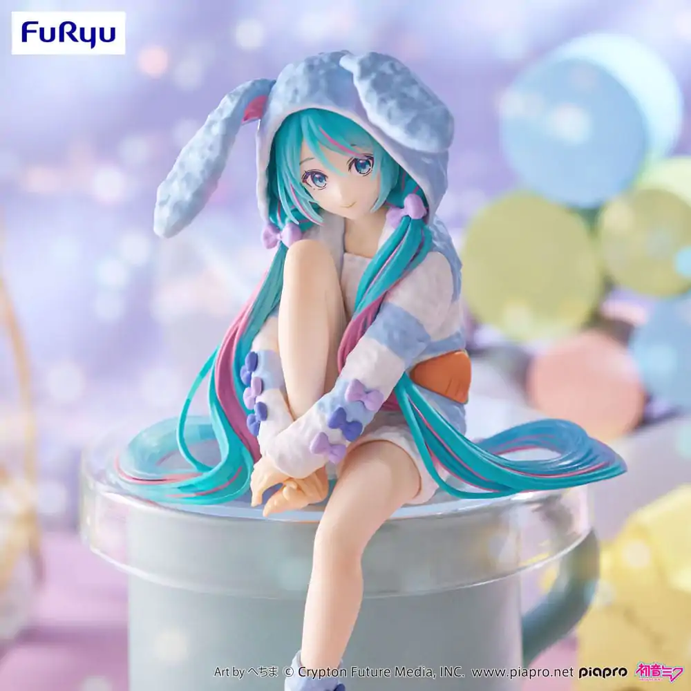 Hatsune Miku Noodle Stopper PVC Socha Hatsune Miku Rabbit Ear Hood Pajama Blue Color Ver. 14 cm produktová fotografia