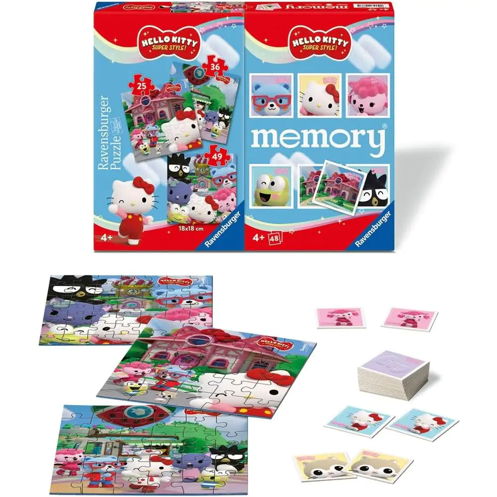 Hello Kitty 3 puzzle a memory multipack produktová fotografia