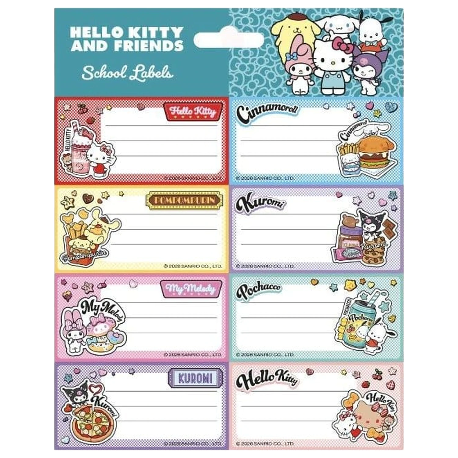 Hello Kitty and Friends školské etikety verzia American Diner produktová fotografia
