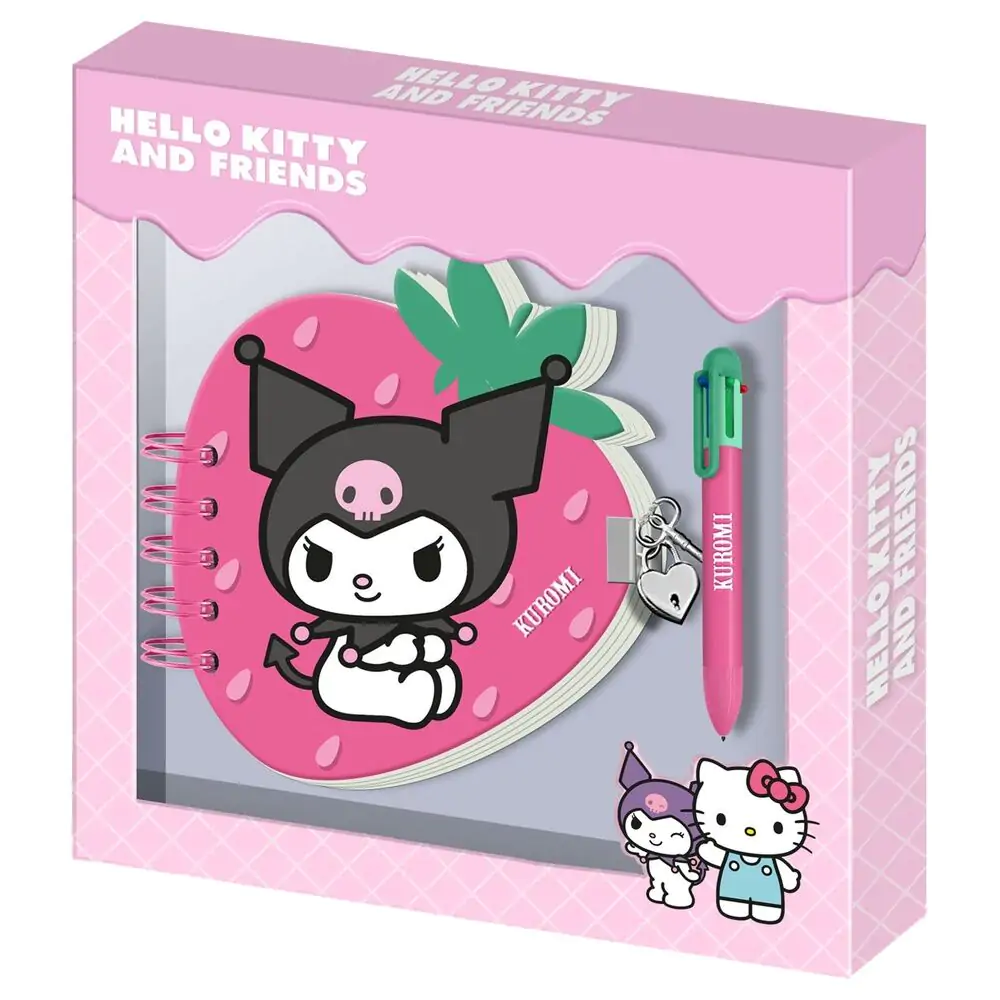 Hello Kitty and Friends Kuromi Jahodový diár a pero produktová fotografia