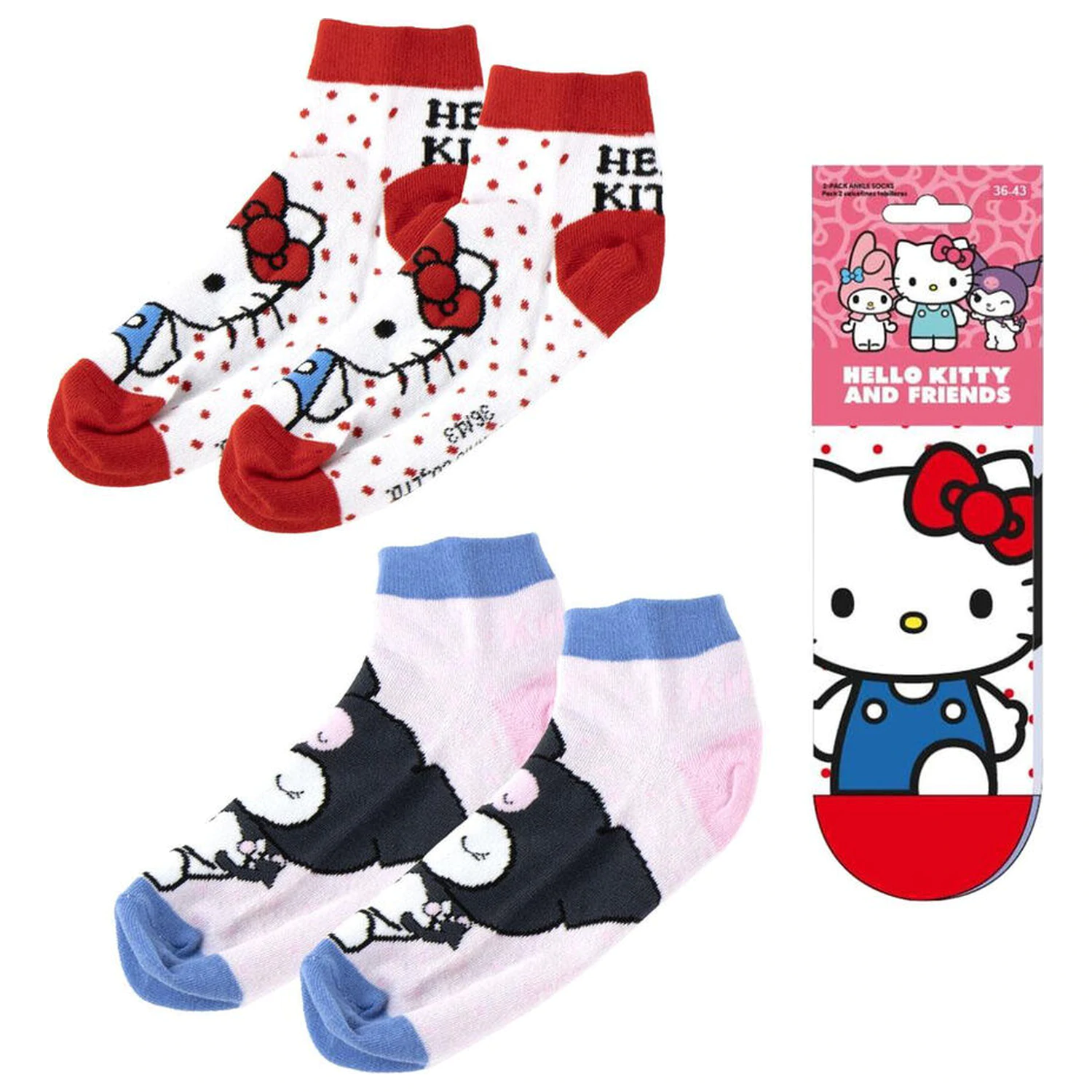 Hello Kitty Kuromi dospelá sada 2 párov ponožiek produktová fotografia