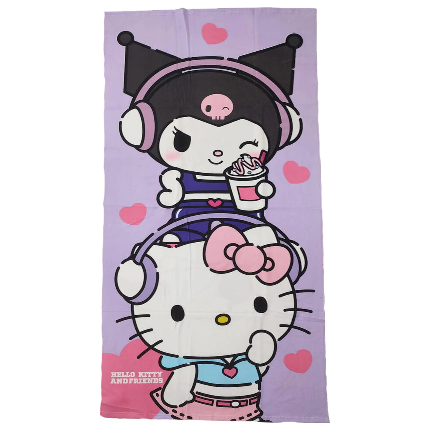 Hello Kitty Kuromi mikrovláknová plážová osuška produktová fotografia