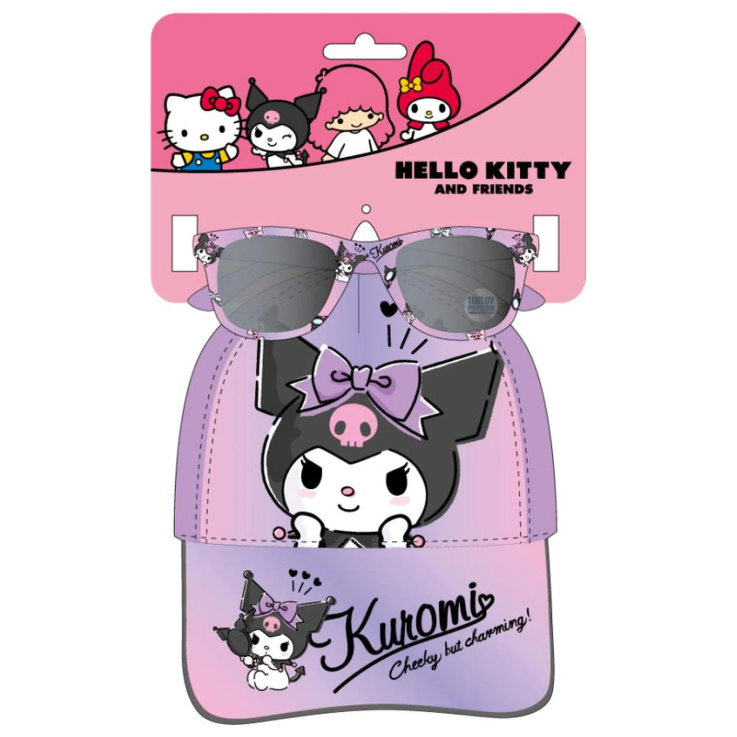 Hello Kitty a Kuromi súprava slnečných okuliarov a baseballovej šiltovky produktová fotografia