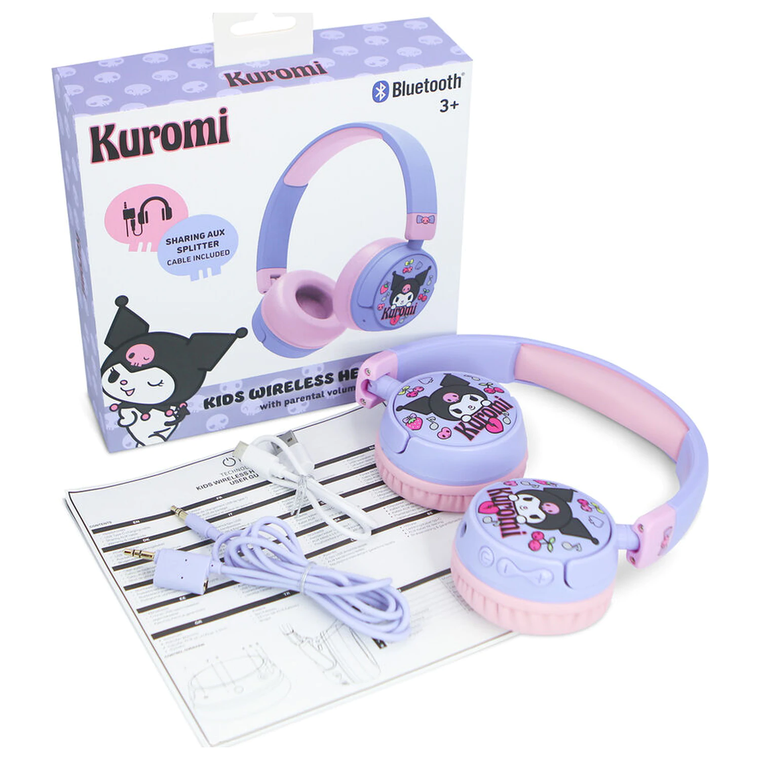 Hello Kitty Kuromi bezdrôtové detské slúchadlá produktová fotografia