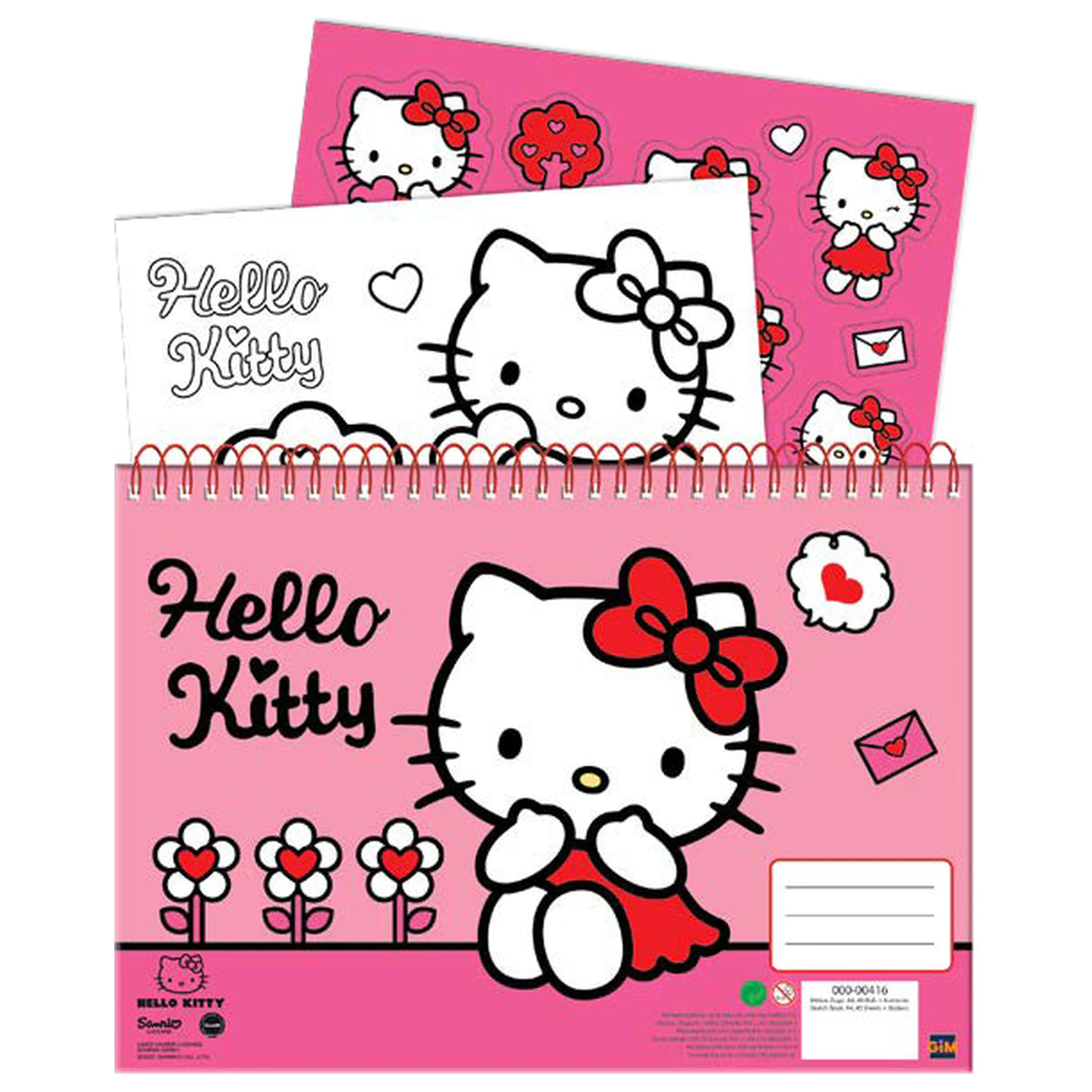Hello Kitty Sweetheart A4 špirálový skicár 40 listov s nálepkami produktová fotografia