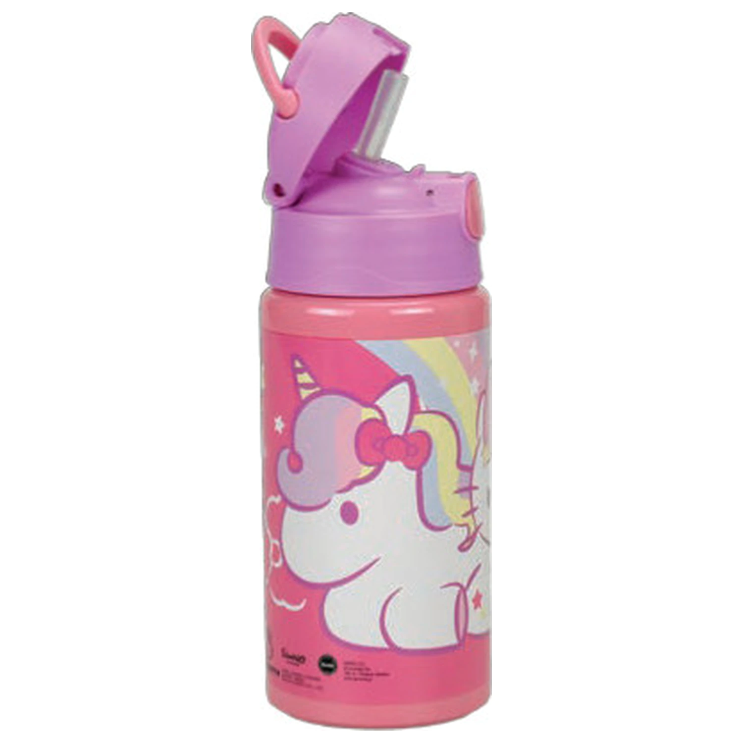 Hello Kitty Unicorn hliníková fľaša na vodu so slamkou a háčikom 500 ml produktová fotografia